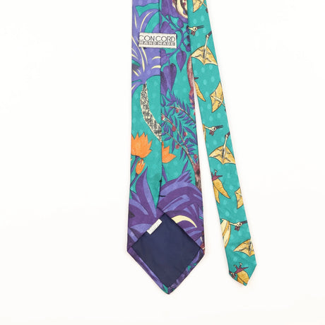 Back Detail of Vintage 1990's Dinosaurs Animal Print Patterned Tie