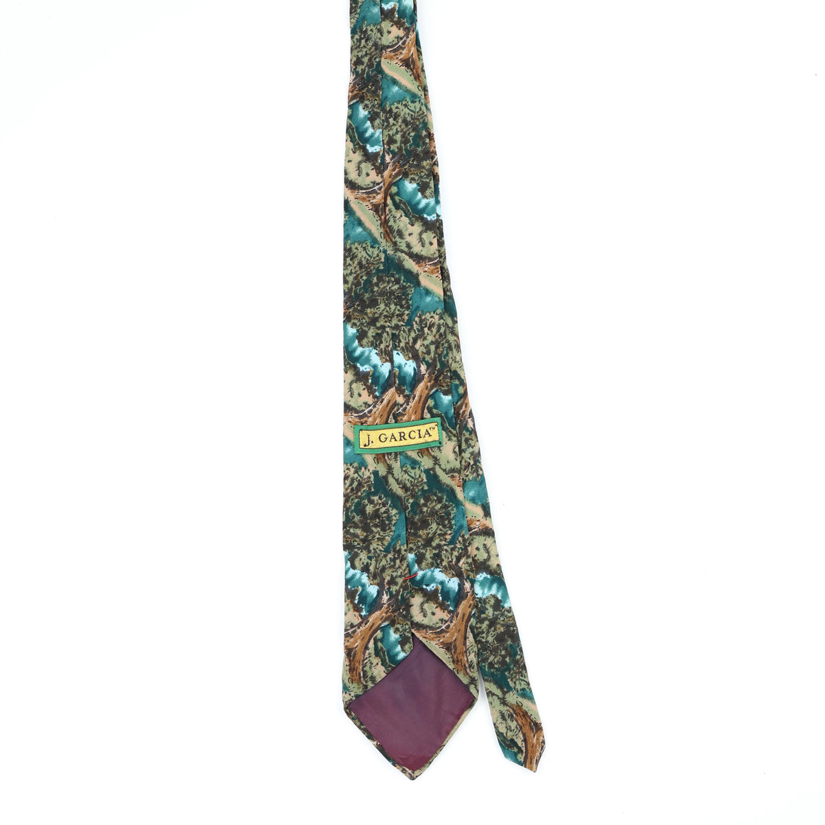 Back Back of Vintage 1990's Jerry Garcia Trees Abstract Patterned Tie