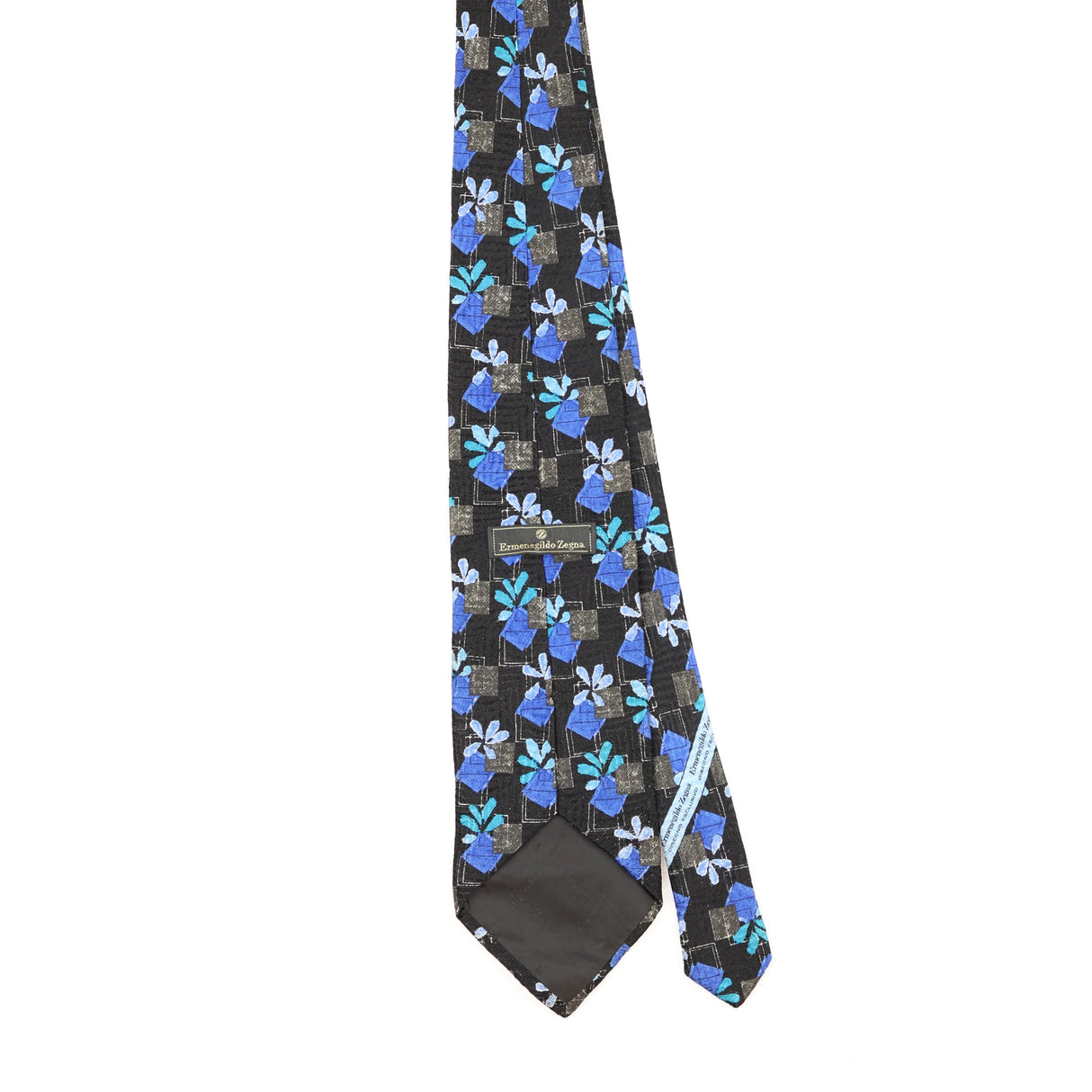 Back Back of Vintage 1990's Ermenegildo Zegna Flower Geometric Patterned Tie