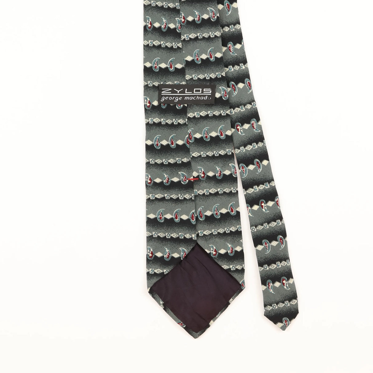 Back Detail of Vintage 1990's Zylos Geometric Patterned Tie