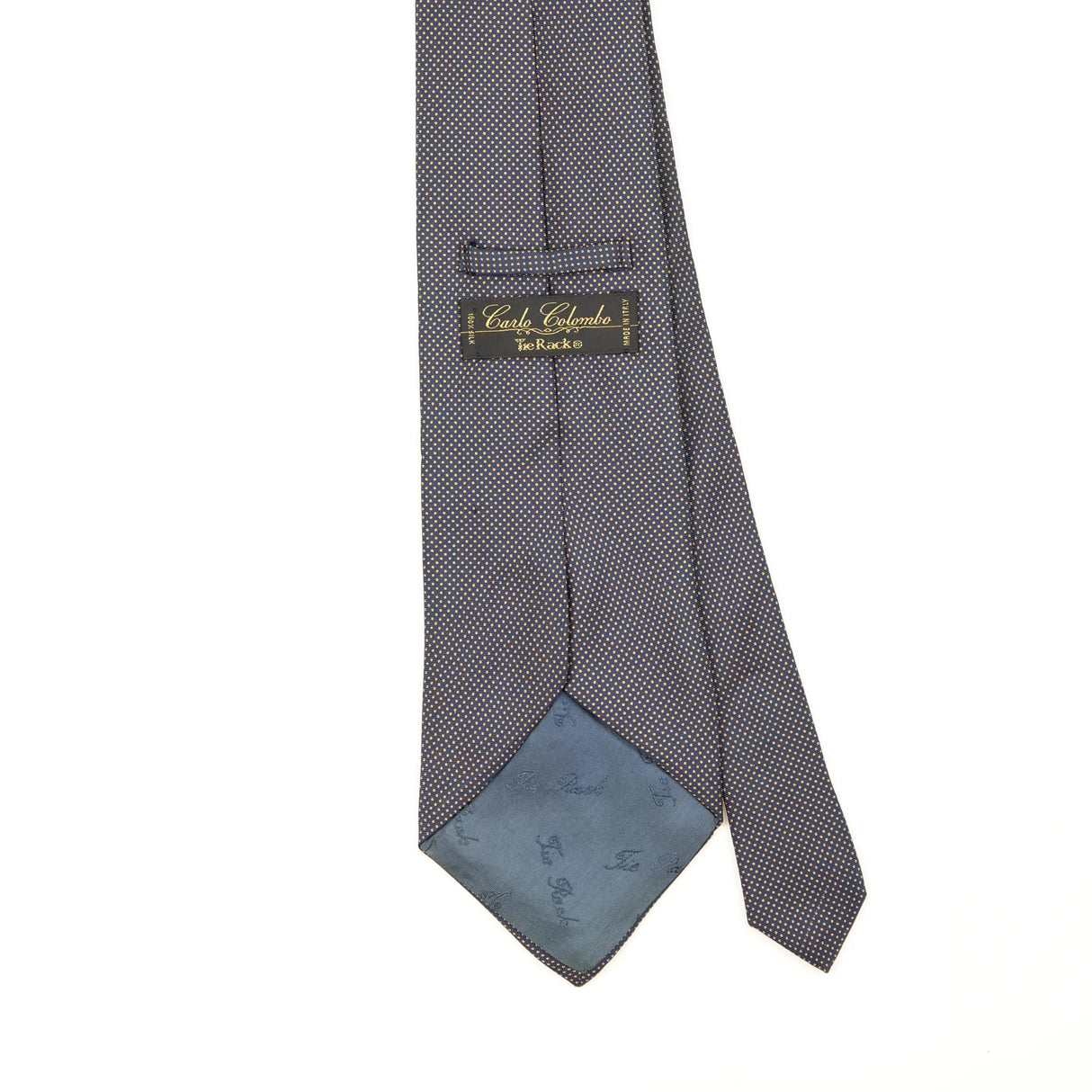 Back Back Detail of Vintage 1990's Tie Rack Carlo Colombo Polka Dot Patterned Tie