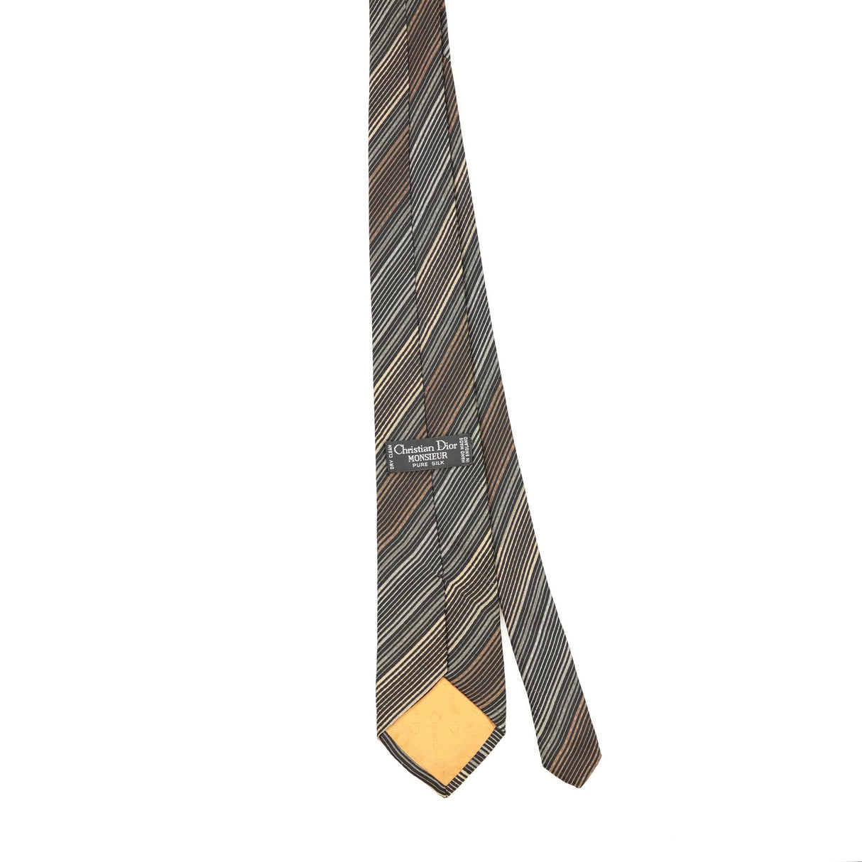 Back Back of Vintage 1980's Christian Dior Striped Patterned Tie
