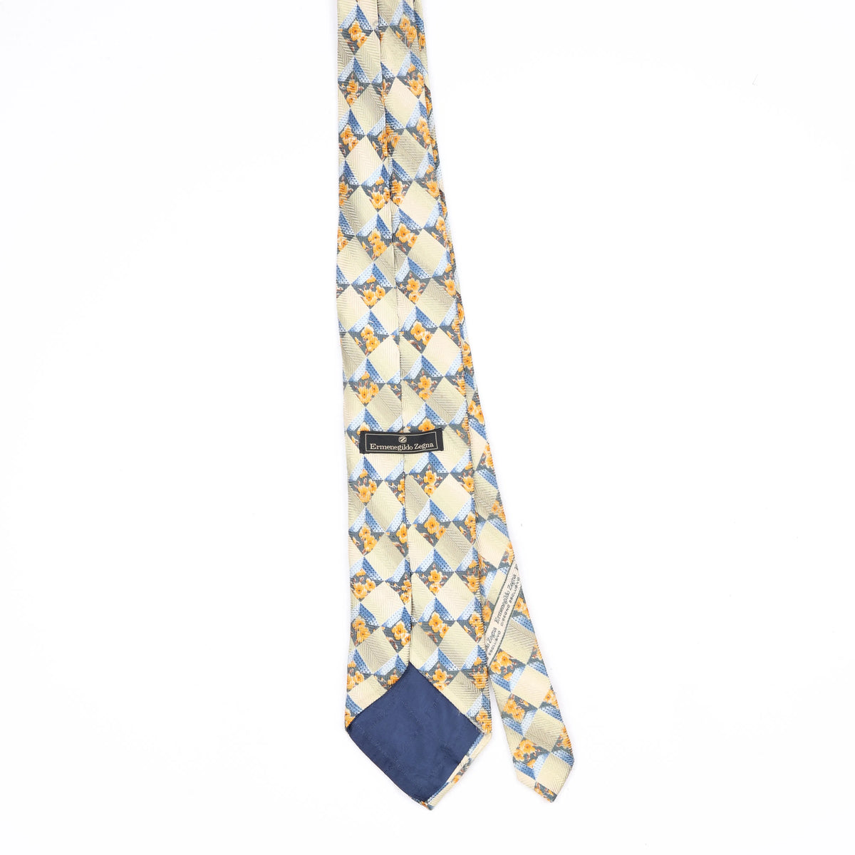 Back Back of Vintage 1990's Ermenegildo Zegna Geometric Patterned Tie