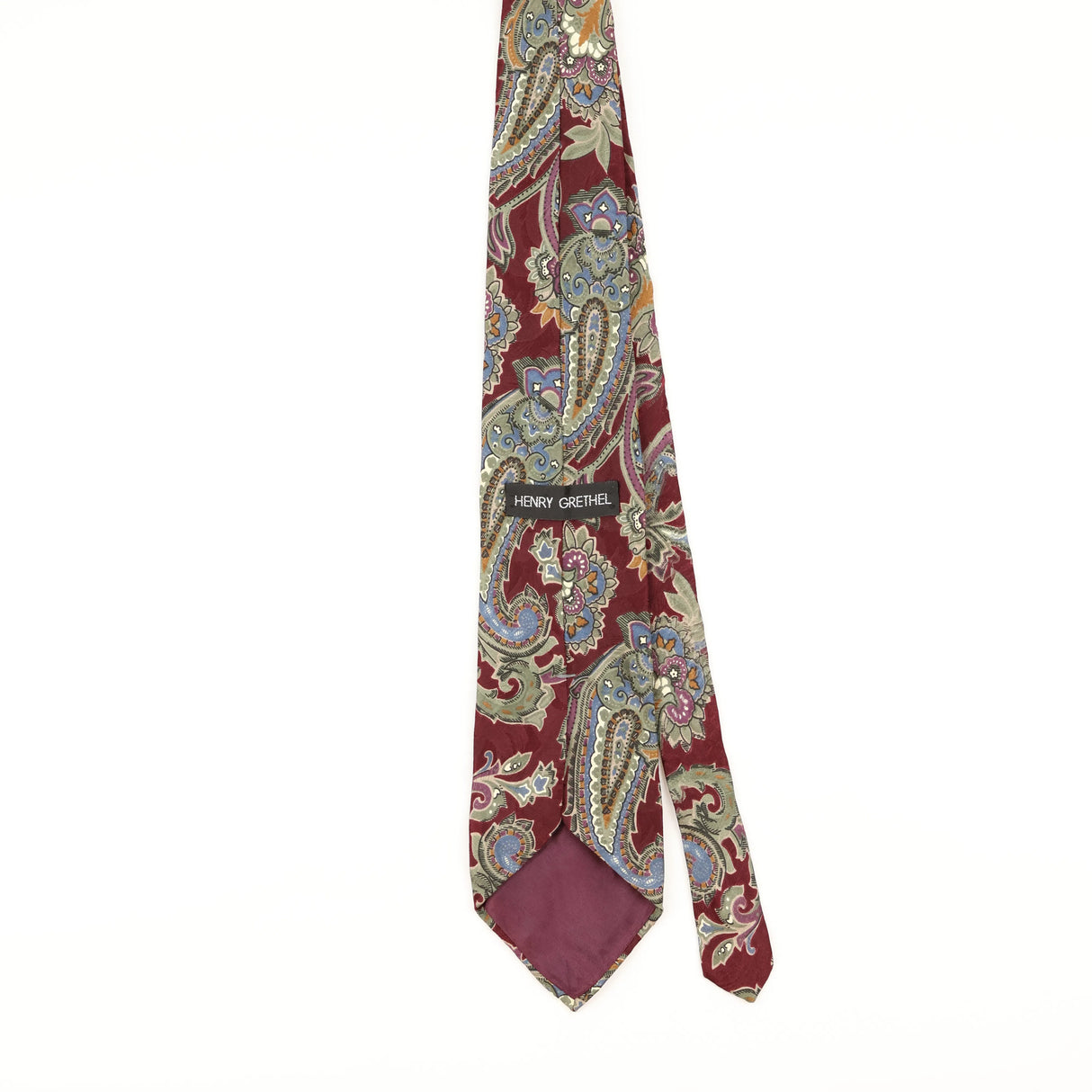 Back of Vintage 1990's Henry Grethel Paisley Patterned Tie