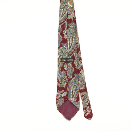 Back of Vintage 1990's Henry Grethel Paisley Patterned Tie