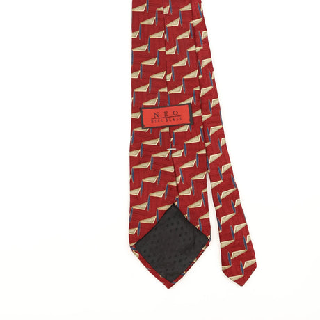 Back Detail of Vintage Bill Blass Neo Geometric Patterned Tie