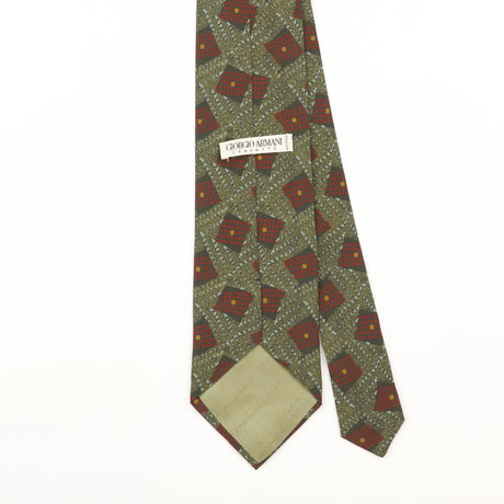 Back Detail of Vintage 1990's Giorgio Armani Geometric Patterned Tie