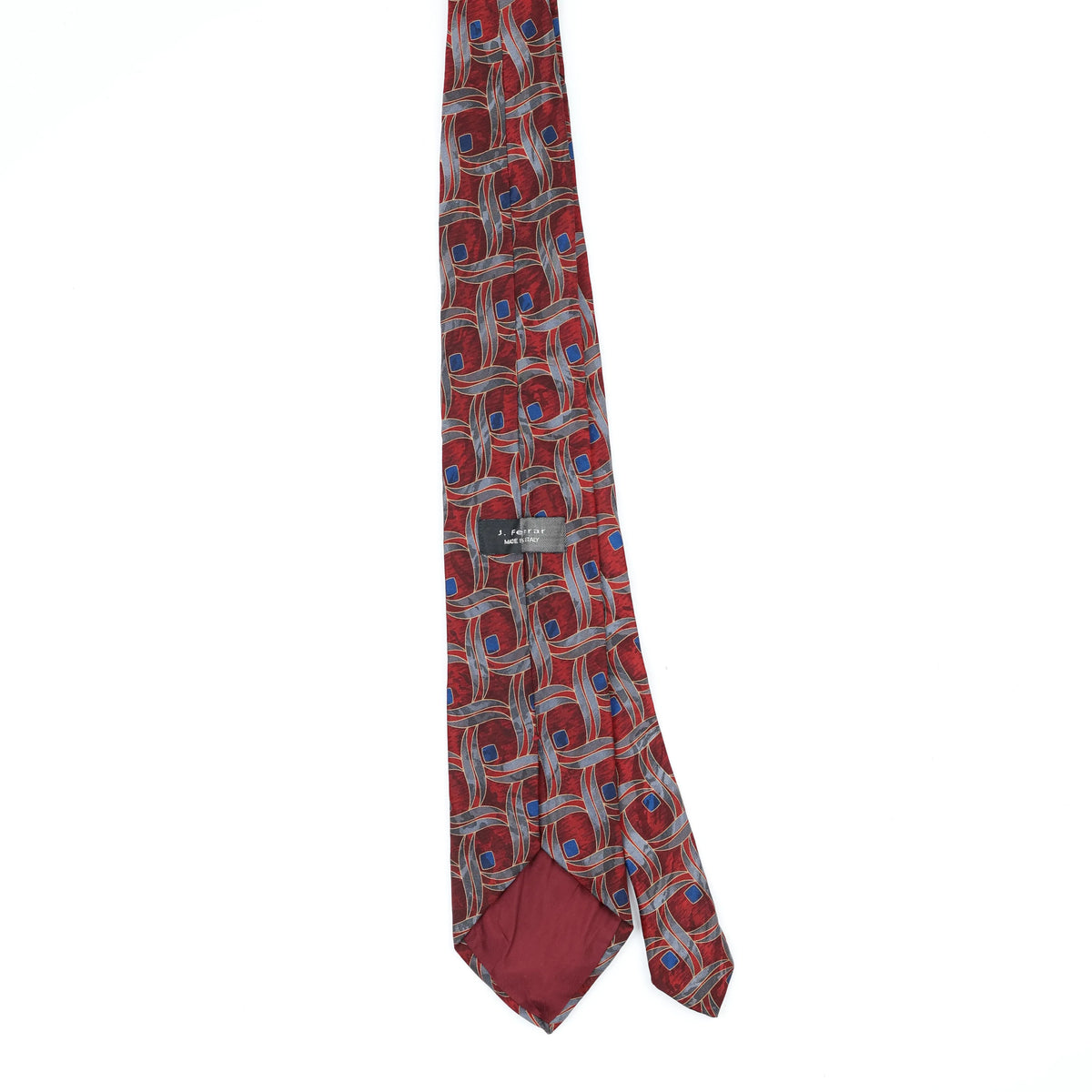 Back Back of Vintage 1990's J.Ferrar Geometric Patterned Tie