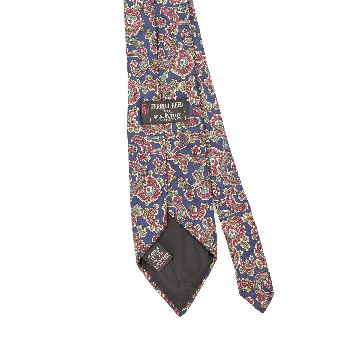 Back Detail of Vintage 1990's Ferrell Reed Paisley Patterned Tie