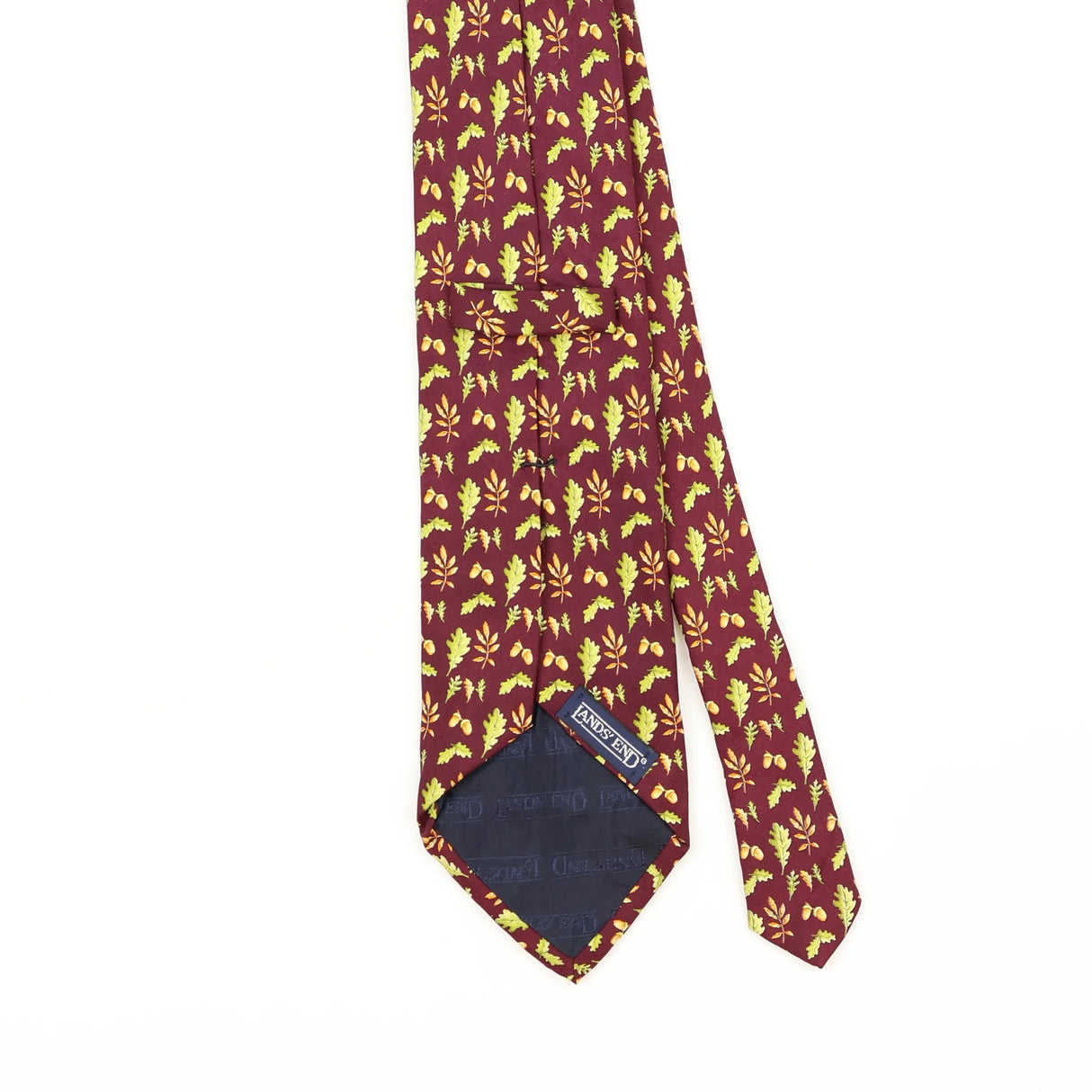 Back Detail of Vintage 1990's Lands' End Leaf Geometric Patterned Tie
