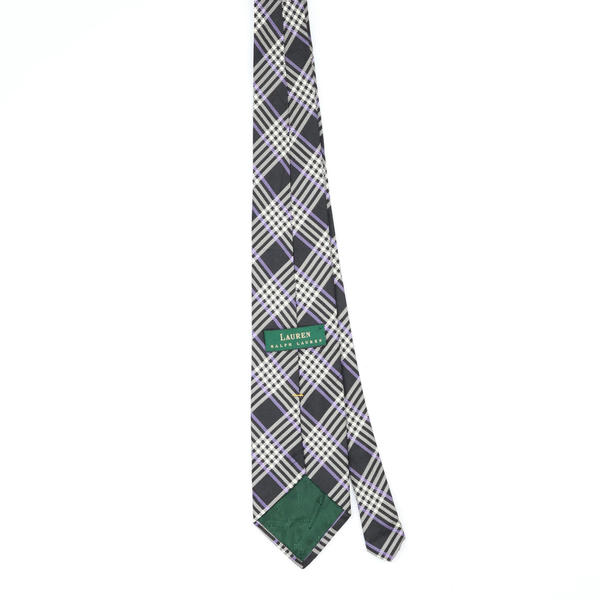 Back Back of Vintage 1990's Ralph Lauren Plaid Check Patterned Tie
