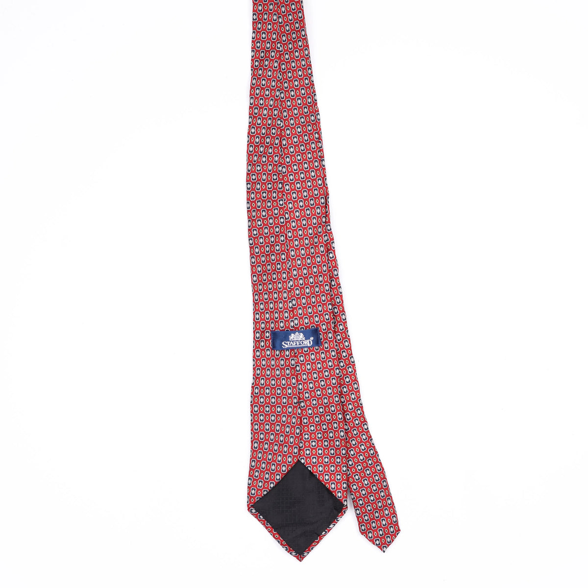 Back Back of Vintage 1990's Stafford Foulard Geometric Patterned Tie