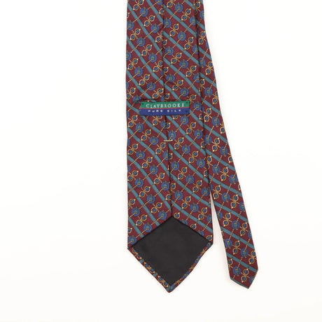 Back Detail of Vintage 1990's Claybrooke Geometric Patterned Tie