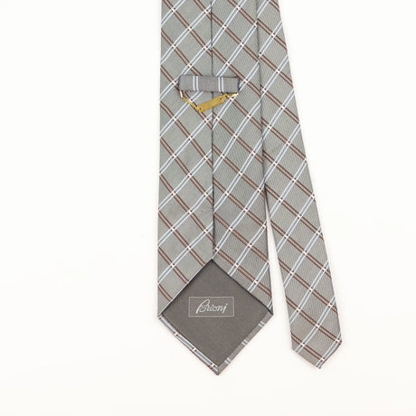 Back Detail of Vintage 1990's Brioni Check Patterned Tie