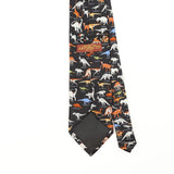 Back Back Detail of Vintage Museum Artifacts Dinosaurs Animal Print Patterned Tie