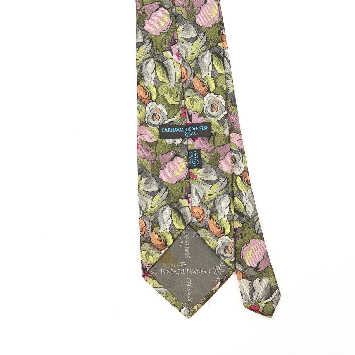 Back Back Detail of Vintage 1990's Carnaval De Venise Floral Patterned Tie