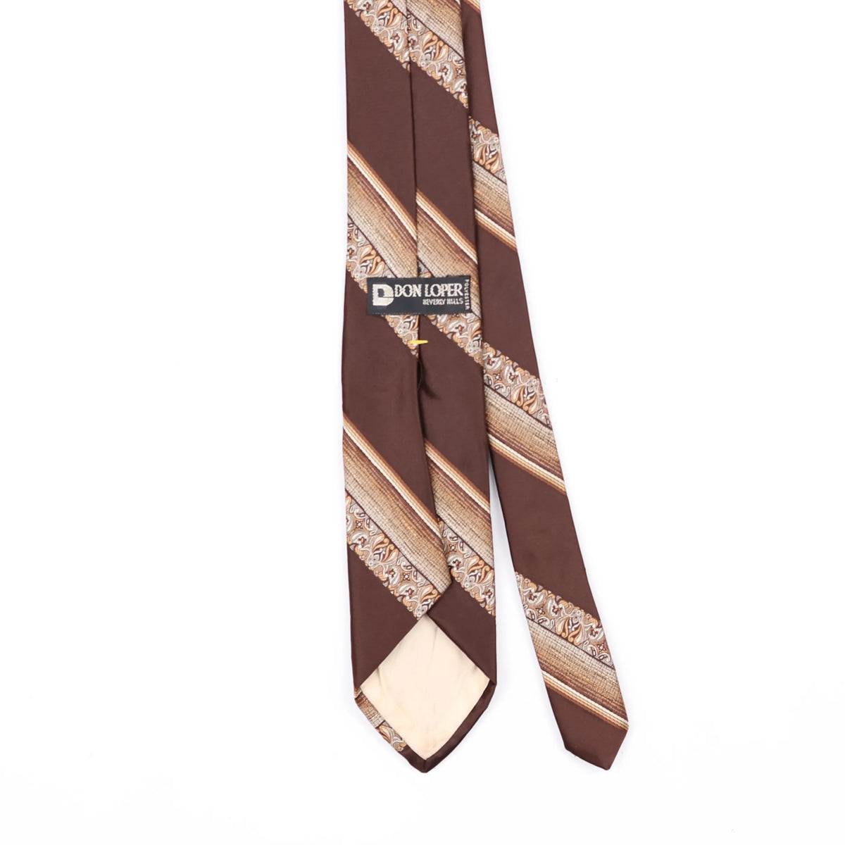 Back Back Detail of Vintage 1980's Don Loper Striped Patterned Tie