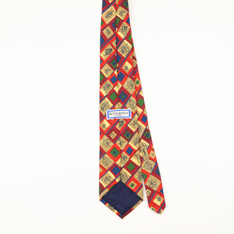Back of Vintage 1990's Yves Saint Laurent Geometric Patterned Tie