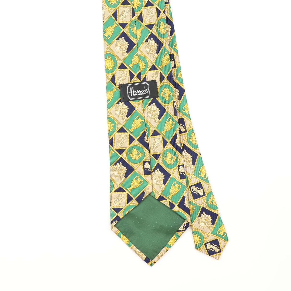 Back Back Detail of Vintage 1990's Harrods Geometric Patterned Tie