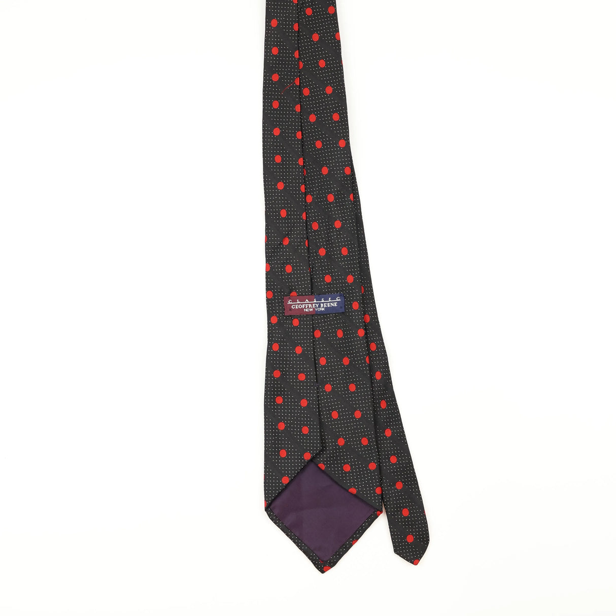Back of Vintage 1990's Geoffrey Beene Polka Dot Patterned Tie
