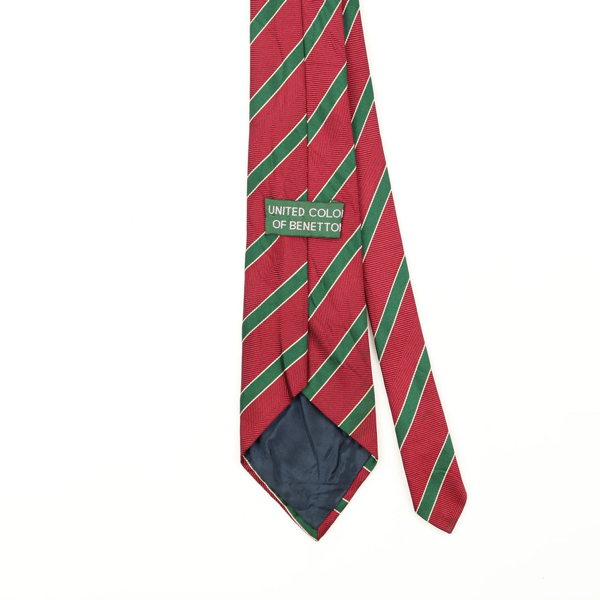 Back Back Detail of Vintage 1990's Benetton Striped Patterned Tie