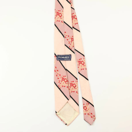 Back of Vintage Striped Floral Patterned Tie