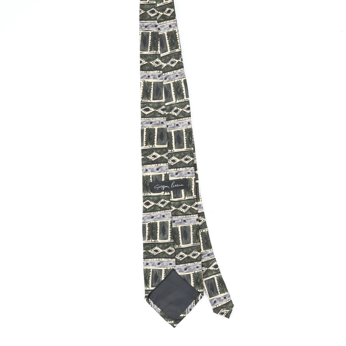 Back Back of Vintage 1990's Geoffrey Beene Geometric Patterned Tie