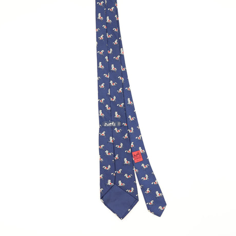 Back Back of Vintage 1990's Hermès Horses Animal Print Patterned Tie