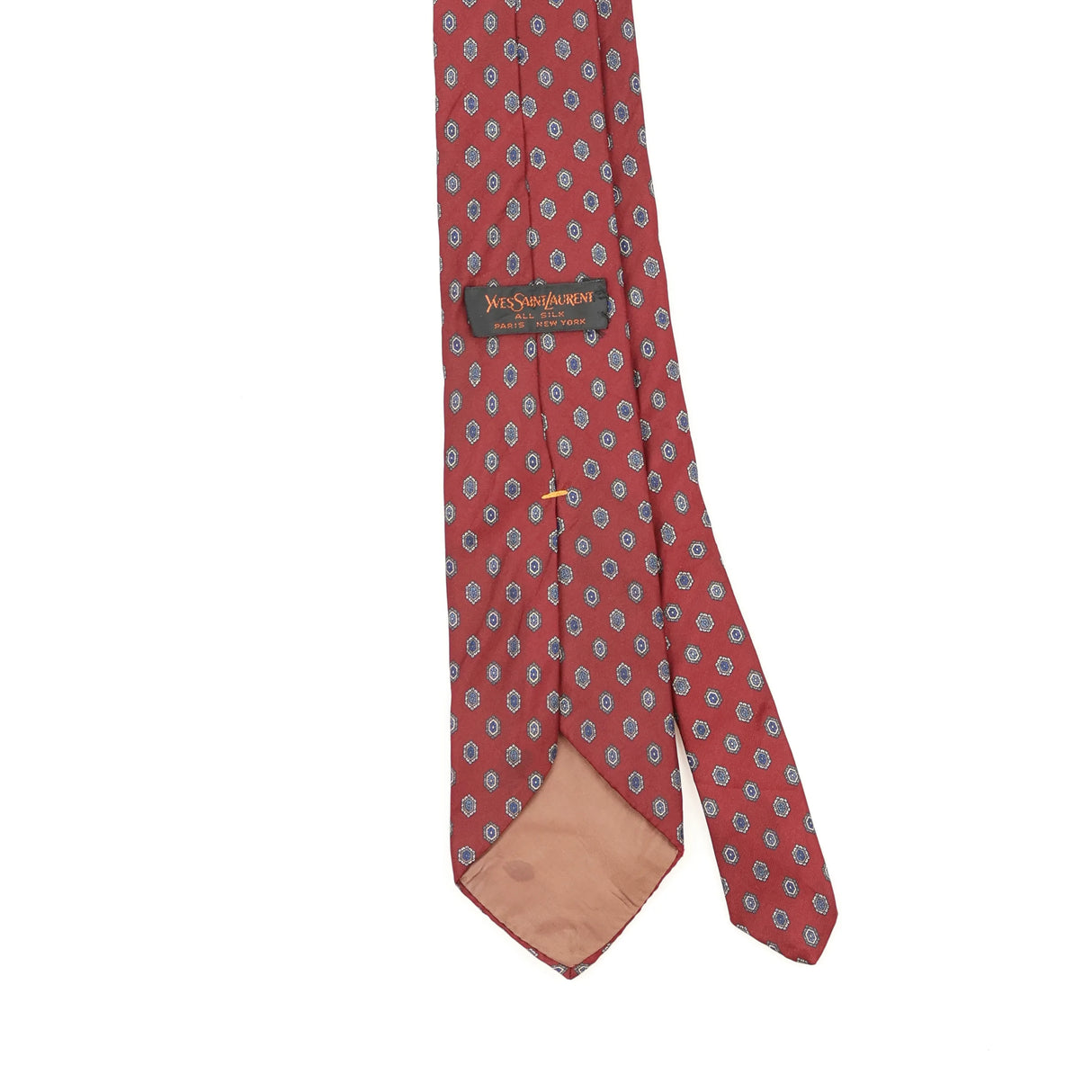 Back Back Detail of Vintage 1990's Yves Saint Laurent Geometric Patterned Tie