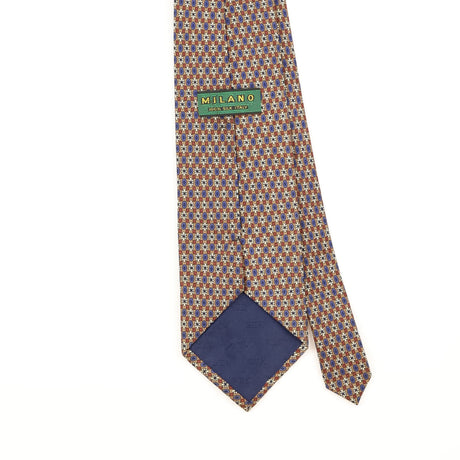 Back Detail of Vintage 1990's Milano Daisies Geometric Patterned Tie