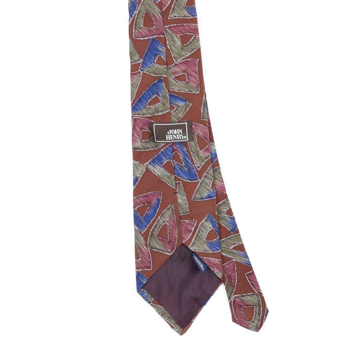 Back Back Detail of Vintage 1990's John Henry Geometric Patterned Tie