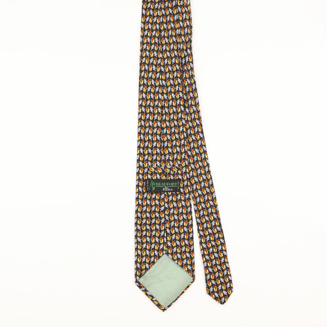Back of Vintage 1990's Tie Rack Acorn Leaf Geometric Patterned Tie