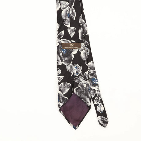 Back Back Detail of Vintage 1990's Mario Valentino Floral Patterned Tie