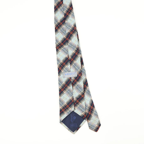 Back Back of Vintage 1990's Kenzo Crinkle Plaids & Checks Patterned Tie