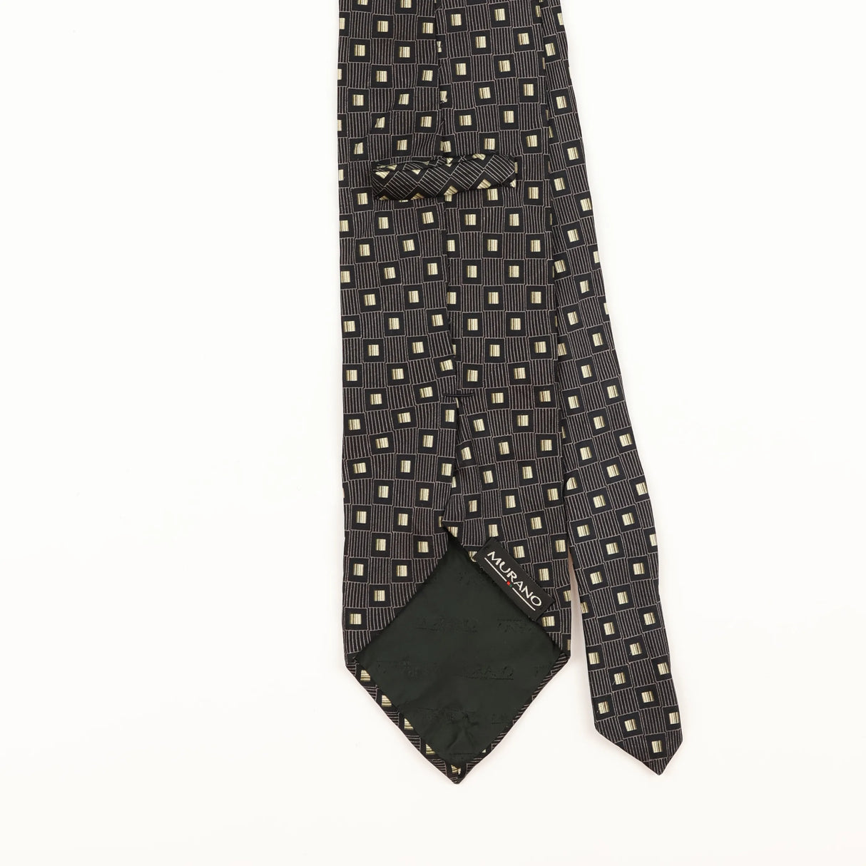 Back Detail of Vintage 1990's Murano Geometric Patterned Tie