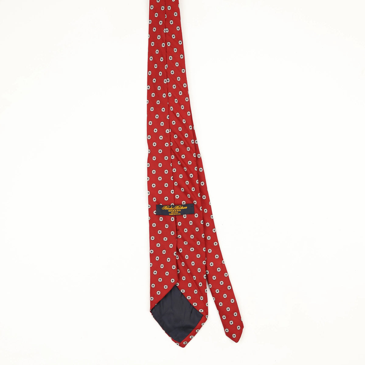 Back Back of Vintage 1990's Brooks Brothers Flowers Geometric Patterned Tie