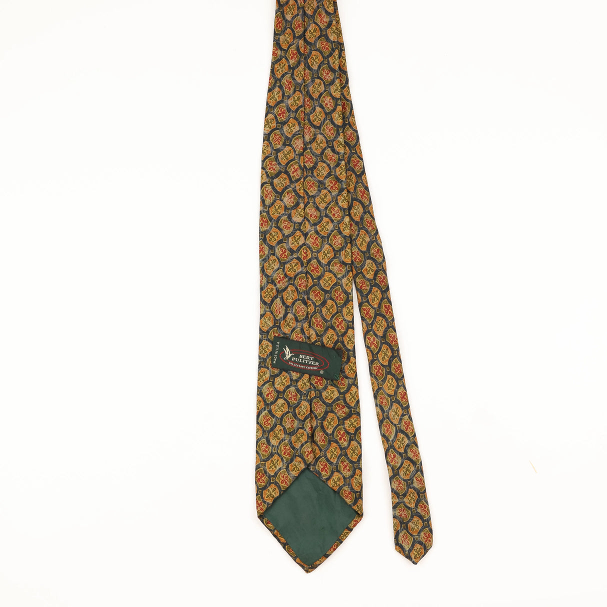 Back of Vintage 1990's Bert Pulitzer Geometric Patterned Tie