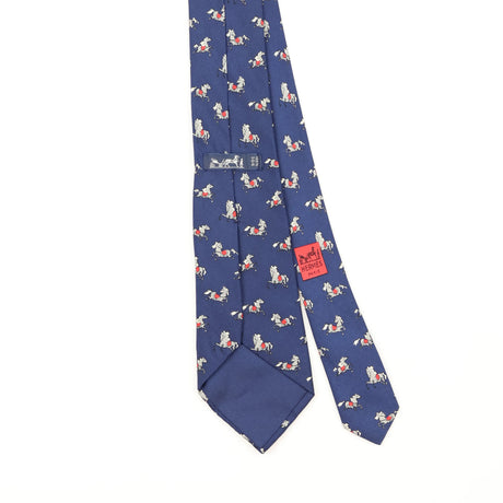 Back Back Detail of Vintage 1990's Hermès Horses Animal Print Patterned Tie