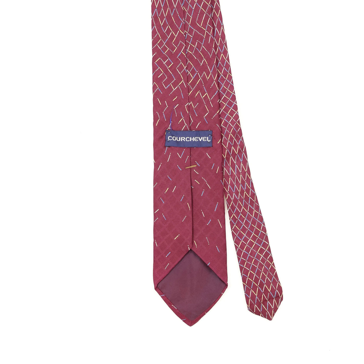 Back Back Detail of Vintage 1990's Courchevel Geometric Patterned Tie