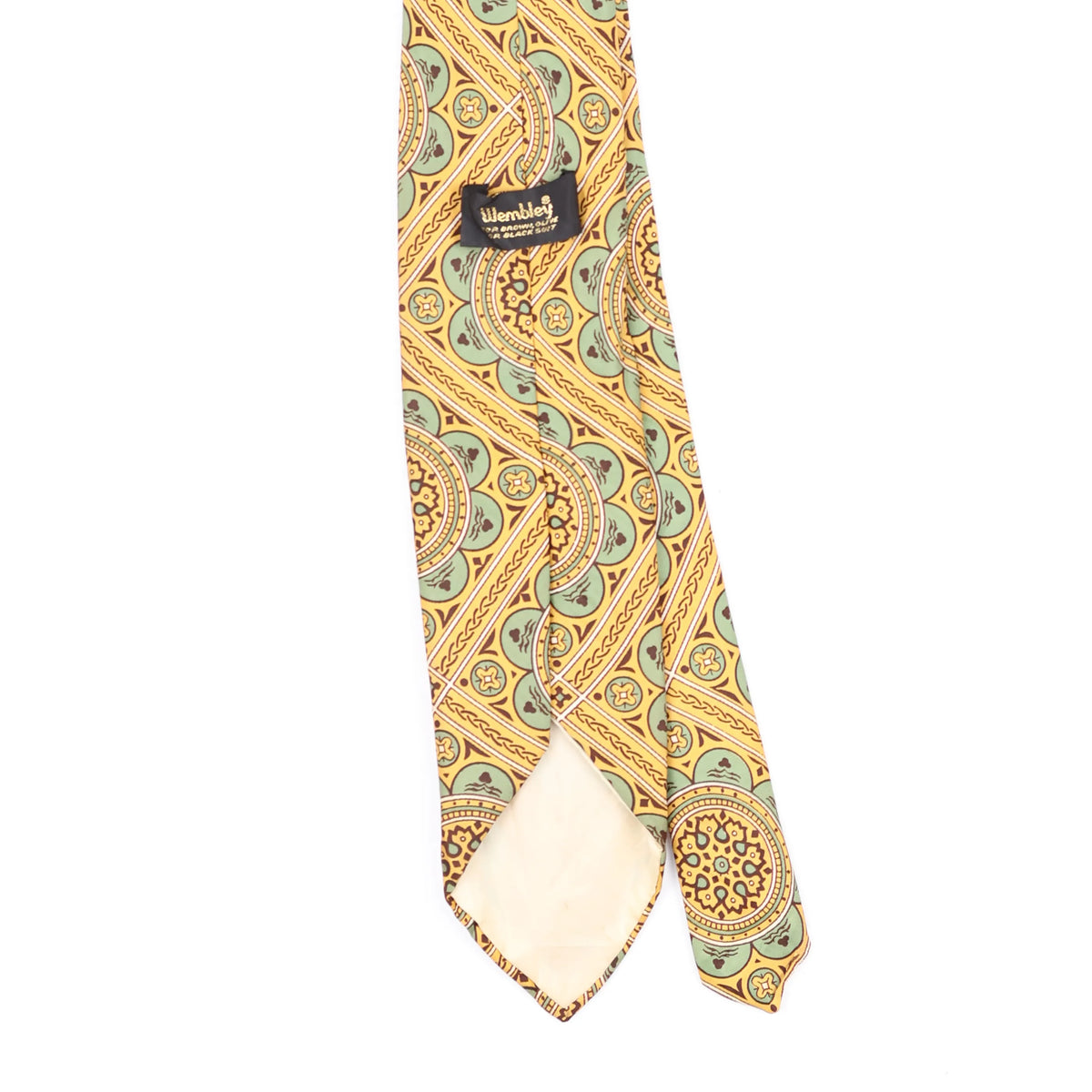 Back Back Detail of Vintage 1980's Wembley Geometric Patterned Tie