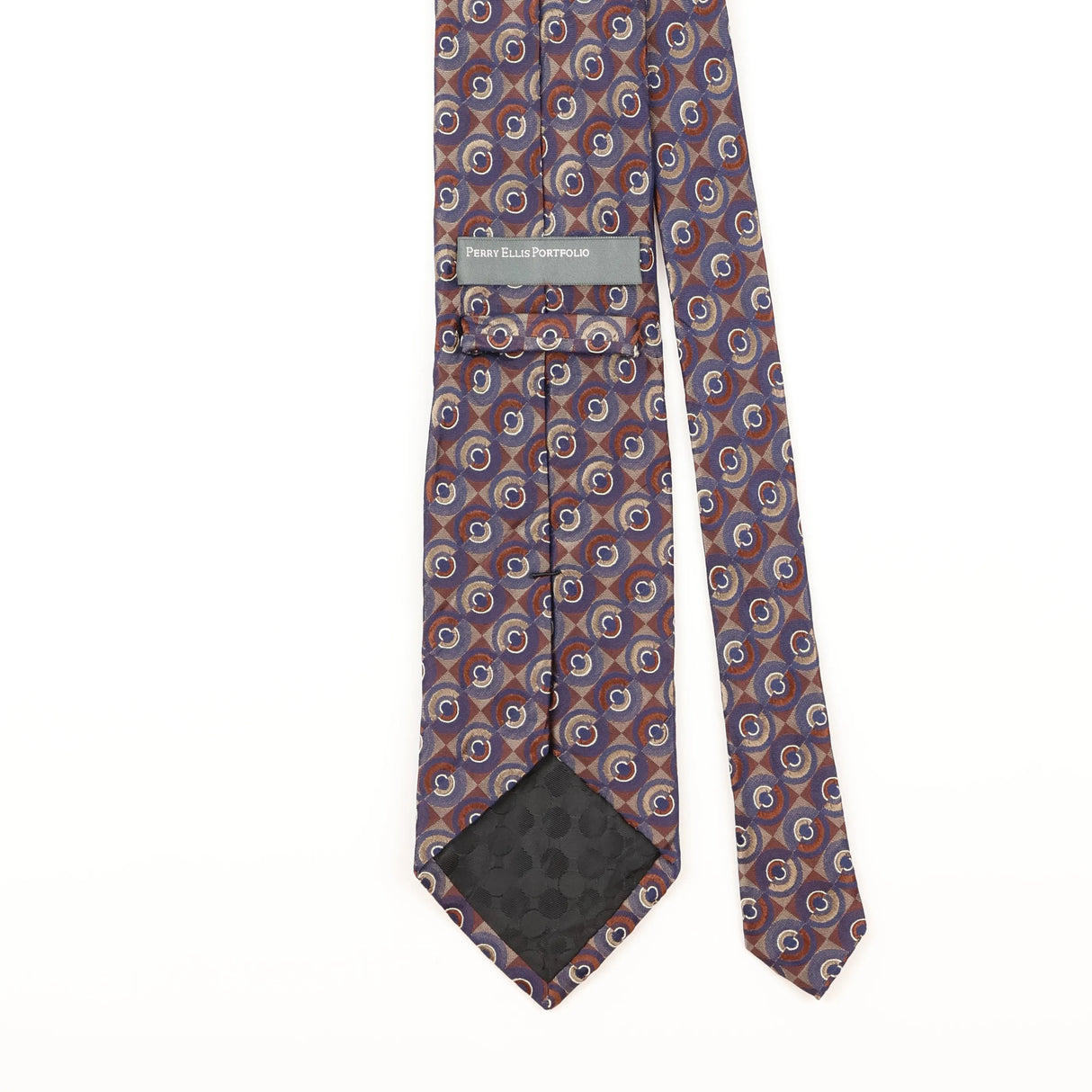 Back Detail of Vintage Perry Ellis Geometric Patterned Tie