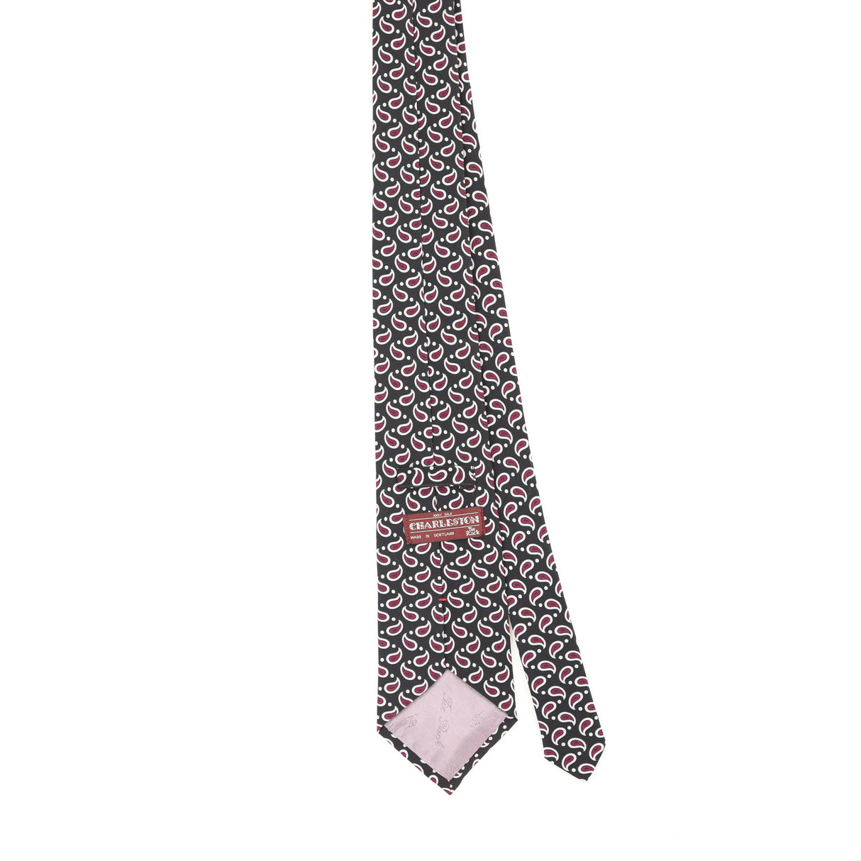 Back Back of Vintage 1990's Tie Rack Charleston Paisley Patterned Tie