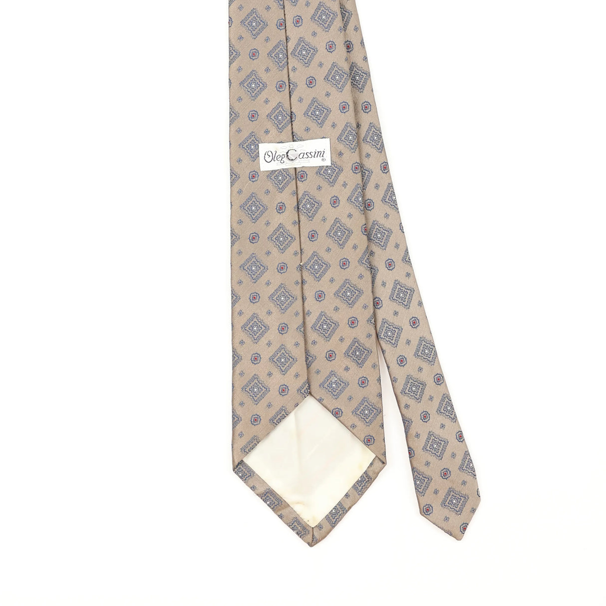 Back Back Detail of Vintage 1990's Oleg Cassini Geometric Patterned Tie