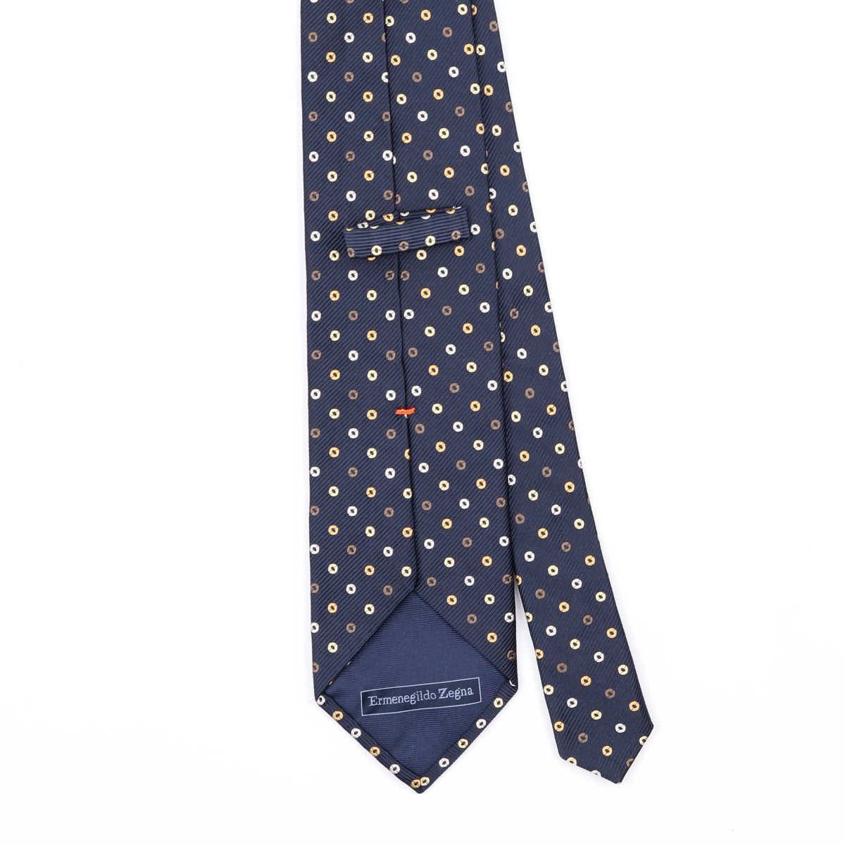Back Back Detail of Vintage 1990's Ermenegildo Zegna Polka Dot Patterned Tie