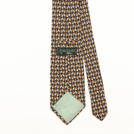 Back Detail of Vintage 1990's Tie Rack Acorn Leaf Geometric Patterned Tie