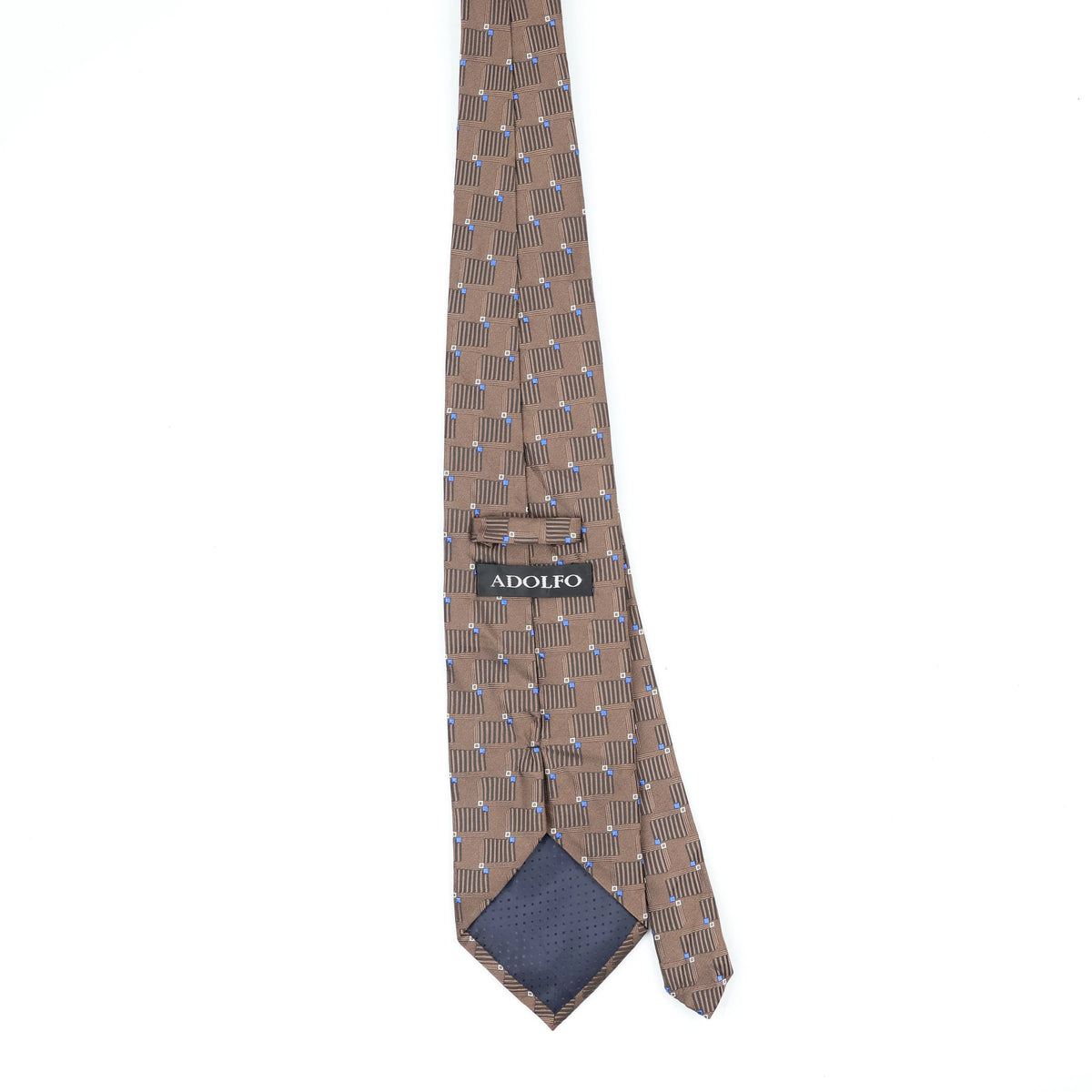 Back Back of Vintage Squares Geometric Patterned Tie