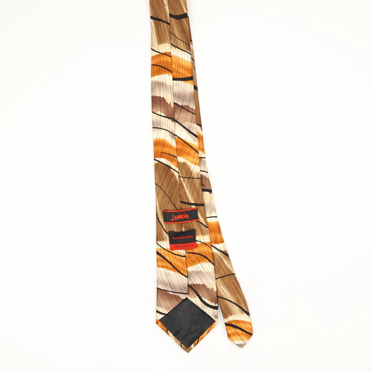 Back Back of Vintage Jerry Garcia Malachite Valley Abstract Patterned Tie