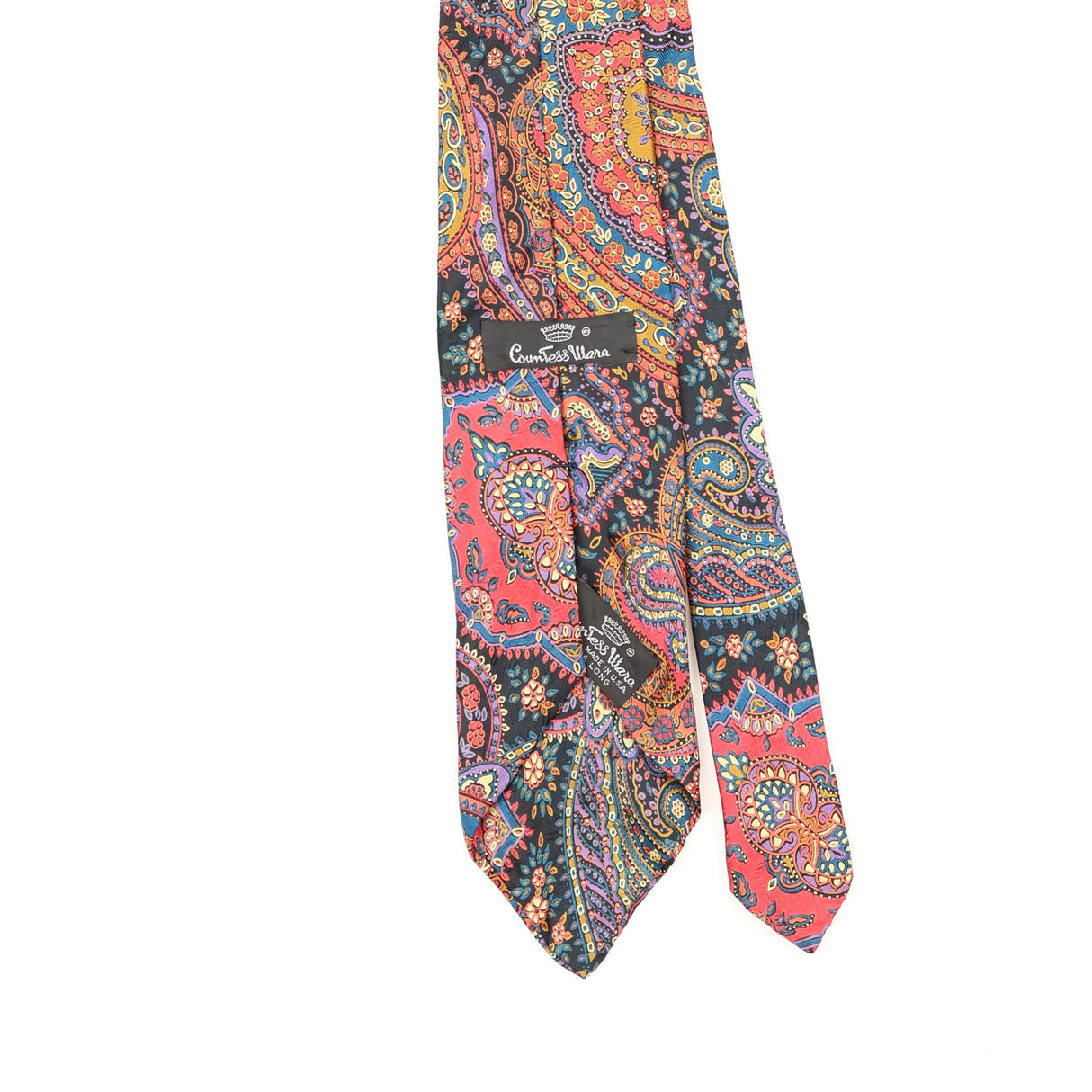 Back Back Detail of Vintage 1990's Countess Mara Paisley Patterned Tie