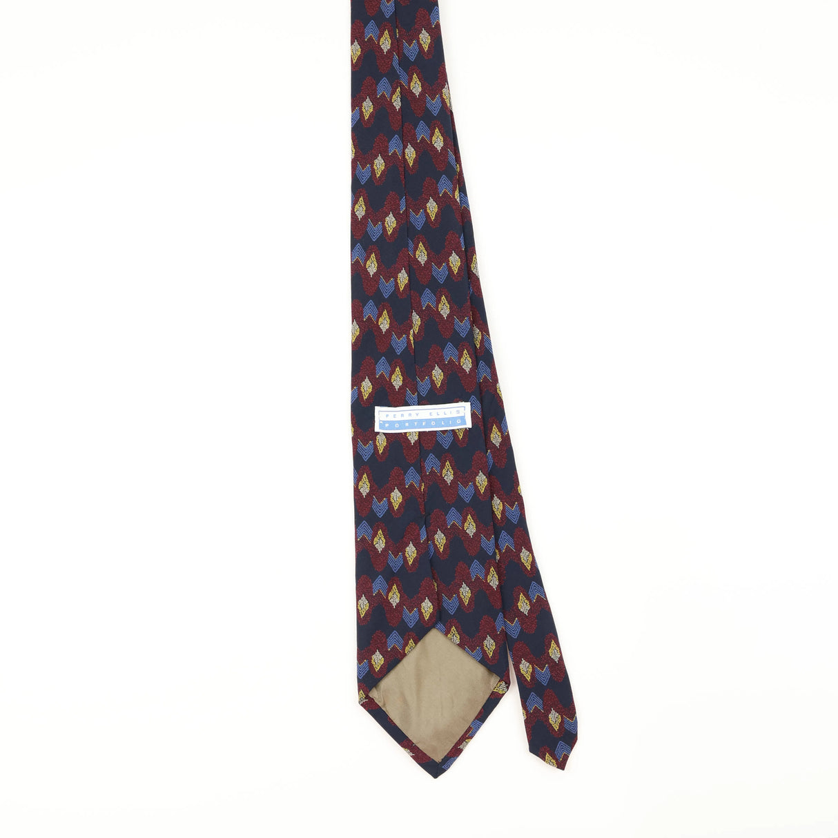 Back of Vintage 1990's Perry Ellis Geometric Patterned Tie