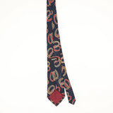 Back Back of Vintage Interlocking Rings Geometric Patterned Tie